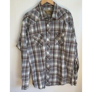 Wrangler Wrancher Shirt Men's 2XL Tall Multicolor blue Plaid Pearl Snap Western!